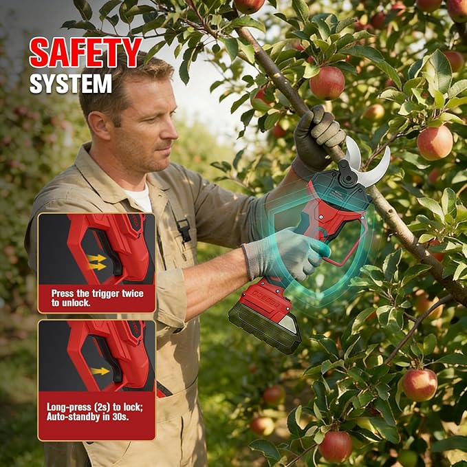 ohyes Pruning Shears Max 1.6IN Cutting Diameter Compatible with Milwaukee 18V Battery Packs with LCD Display SK7 Blade ohyes For Gardening & Tree Pruning(Battery not included)