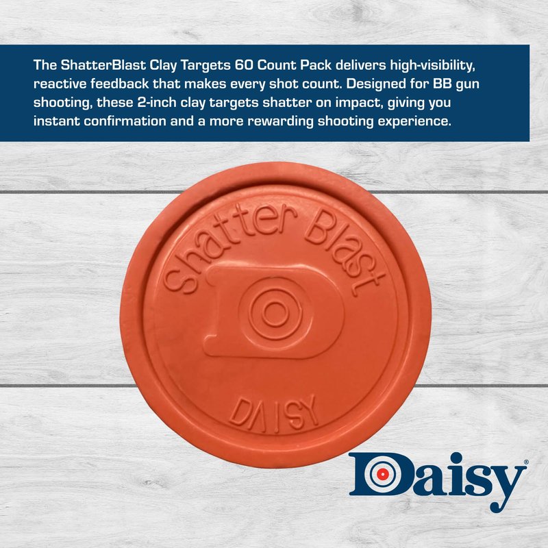 Daisy, Shatterblast Refill Disks, 60 Pack, Daisy's Shatterblast Breakable Targets are Interactive Hunter Orange, Non-Toxic