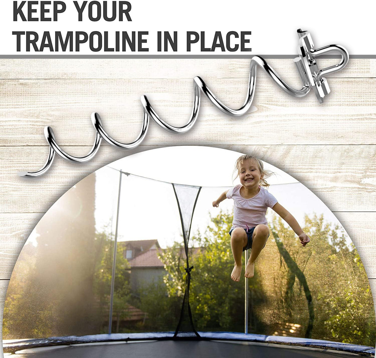 Eurmax USA 4-Pack Spiral Ground Stakes,Anti-Rust High Wind Trampoline Stakes Anchors,Heavy Duty Screw-In Anchor Kit with Tie Down Straps for Dog Tie-out,Trampoline,Tents,Tarps,Carports and more,Silver