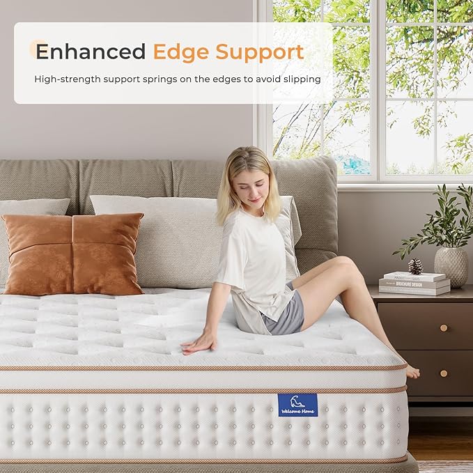 Vesgantti Queen Mattress, 12 Inch Memory Foam Hybrid Mattress in a Box with Individual Pocket Spring, Queen Size Mattresses for Pressure Relief, Motion Isolation, Medium Firm Support