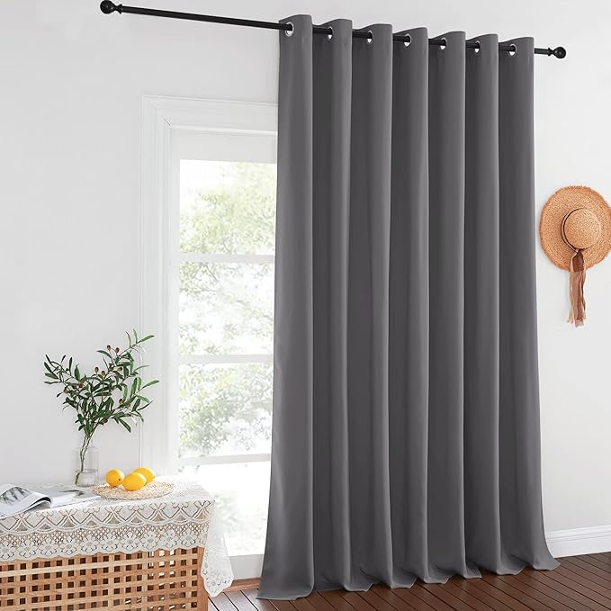 NICETOWN Blackout Sliding Glass Door Curtain 144 inches Long, Grommet Thermal