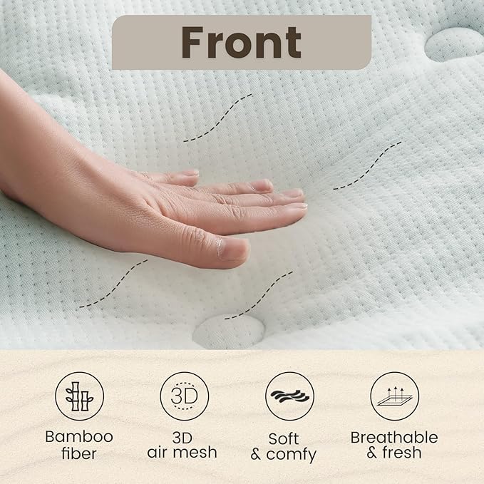 QUIETSEA Reversible RV King Mattress Topper Egg Crate Memory Foam Mattress Topper, Bamboo Viscose Mattress Pad RV King, Noiseless Waterproof Mattress Cover with Deep Pocket up to 21", 72" x 80"