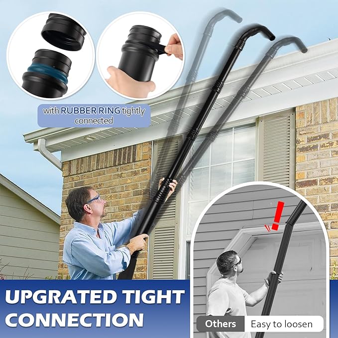 Buzzlett Upgraded Universal Gutter Cleaning Tools for Leaf Blowers, Compatible with Leaf Blower Brands EGO Power+, Worx, Black+ Decker, SUNCHERS, HEINPRO, RYAHT, DEWALT, etc. Extends Up to 11FT