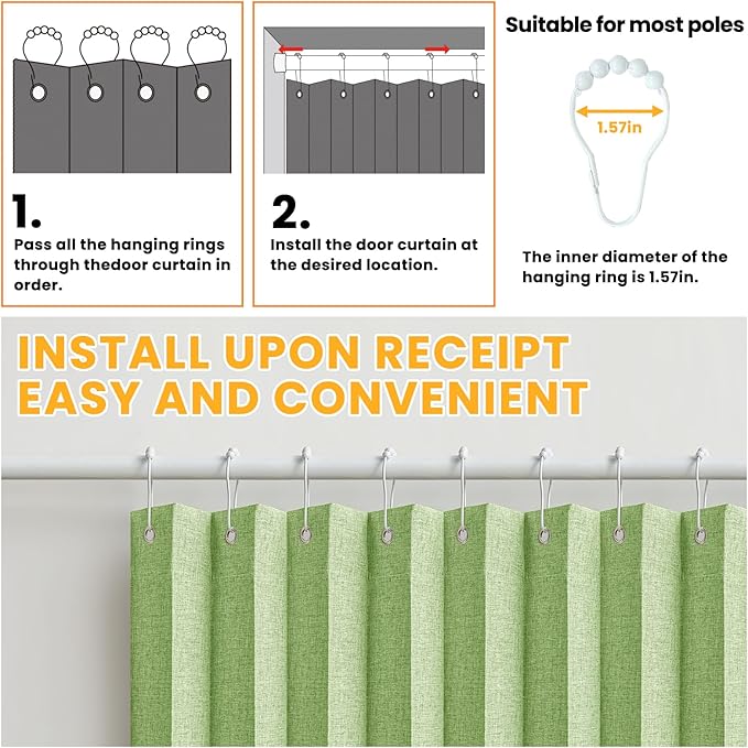 AJAZZ 100% Blackout Magnetic Door Curtain Accordion Door Accordion Doors