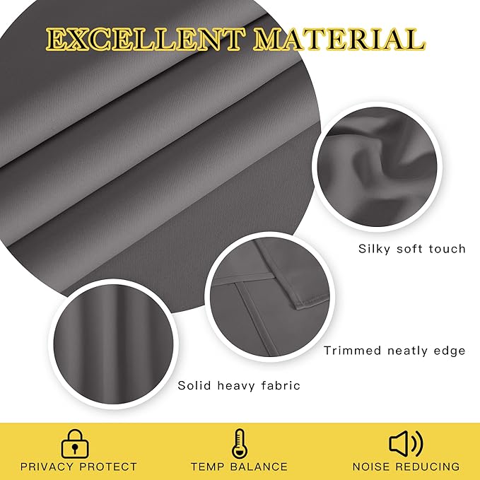 NICETOWN Blackout Bedroom Curtain 63 inch Long