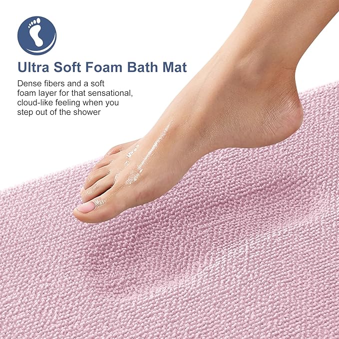 OLANLY Thick Memory Foam Bath Mat Rug 30x20, Extra Soft Absorbent Bathroom Rug, Quick Dry Bath Mats, Non-Slip, Machine Washable Carpet for Bathroom, Tub and Shower, Home Decor Accessories, Dusty Rose