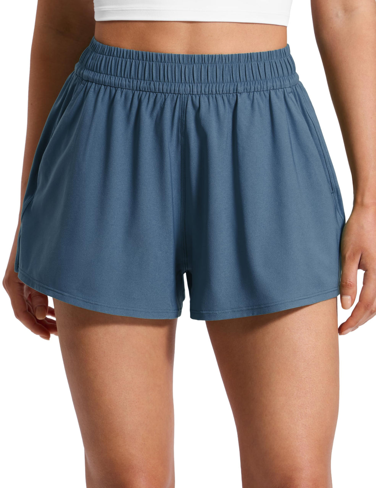 CRZ YOGA Drapey Flowy Athletic Shorts for Women 2.5" - Relaxed Fit High Waisted Tennis Workout Running Stelindigo Medium