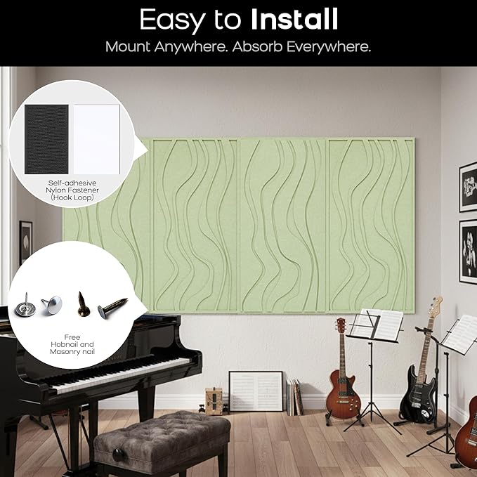BUBOS 4 Pack Large Acoustic Panels, Total-Size 47.2 x 23.6 Inches Soundproof