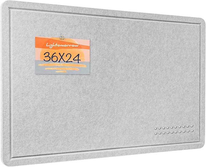 Lightomorrow Bulletin Board, 36 x 24 Inches Felt Pin Board, Cork Alternative
