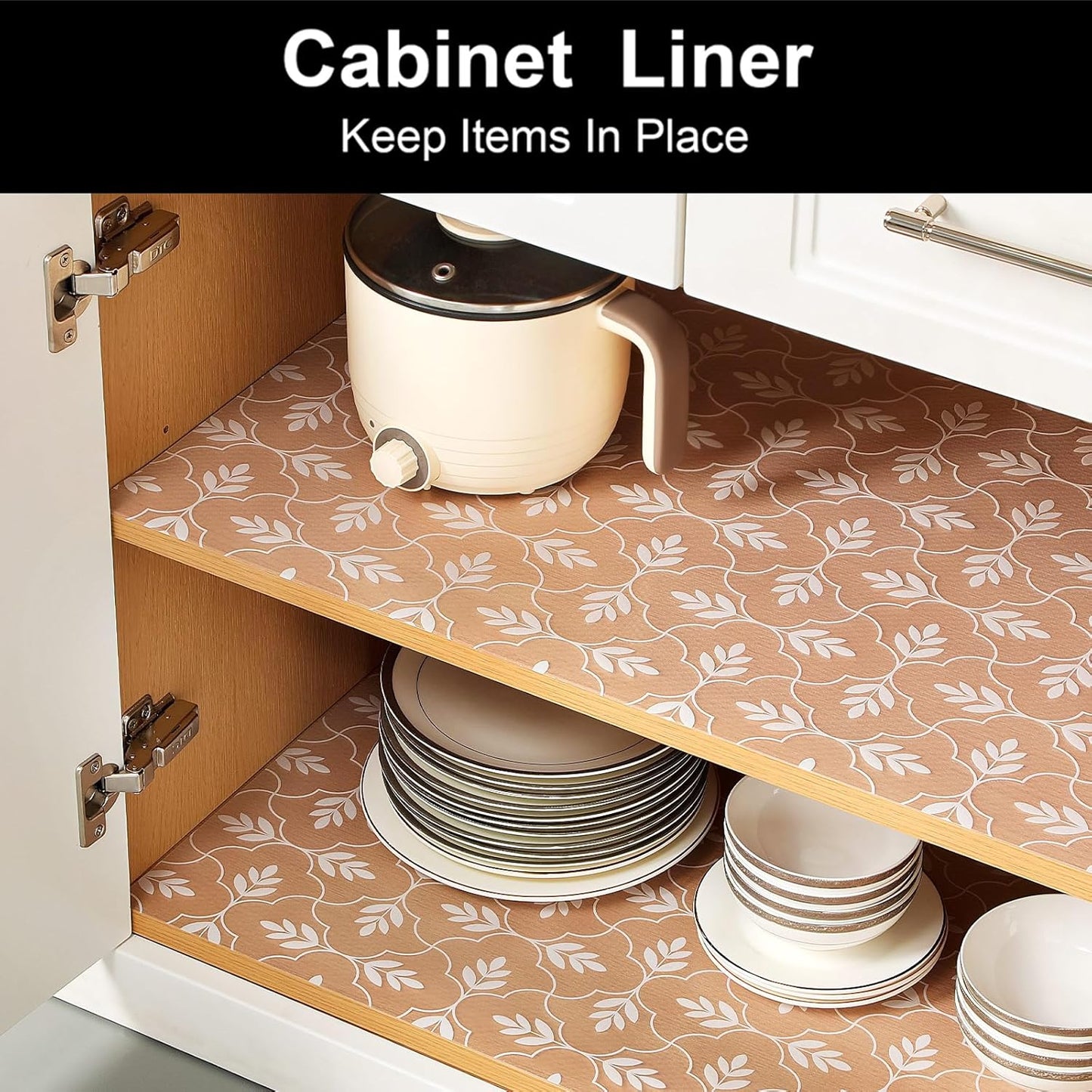 Cooyes Shelf and Drawer Liners for Kitchen Cabinets, Non Adhesive Cabinet Liner, EVA Waterproof Durable Non-Slip Drawer Mats for Shelves, Refrigerator, Storage, Desks