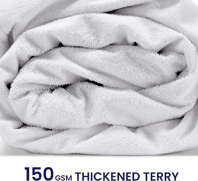 SLEEP ZONE Waterproof Mattress Protector Twin Size, Nanotex Soft Breathable Cotton Terry Mattress Cover, Washable Noiseless Bed Cover Deep Pocket 8"-21", (White Cali King)