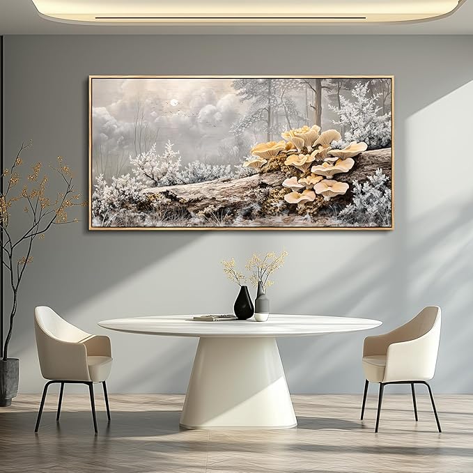 QIYILEXWART Canvas Wall Art For Living Room Large Wall Decor For Office Bedroom Decorations Moonlit Forest Mushroom Landscape Pictures Farmhouse Painting Artwork Room Wall Mural Home Decor 30x60 In