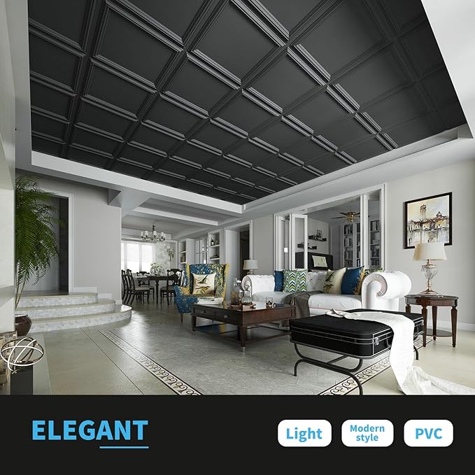 Art3d 12-Pack Drop Relief Ceiling Tiles