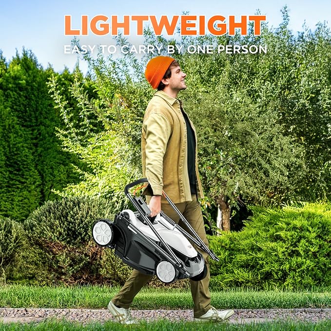 Litheli 16.5" Electric Lawn Mower Cordless, Brushless Lawnmower with 6-Height Adjust and 2 x 4.0Ah Batteries, for Garden and Yards