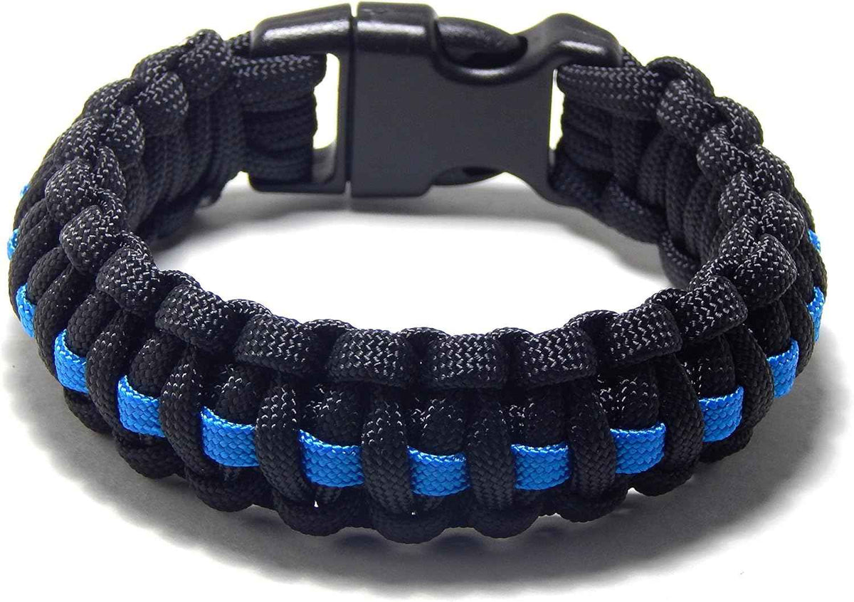 Thin Blue Line Tactical Paracord Survival Bracelet for Police & Outdoor Use