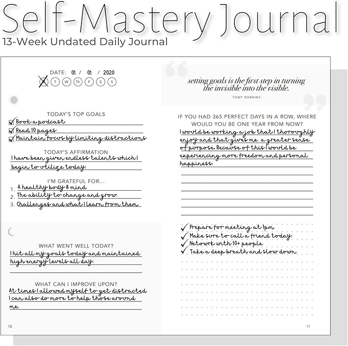 Self-Mastery Journal for Men - Gratitude Journals – 5 Minute Journal - Reflection Manifestation Journals for Mindfulness – Self Care Journal – Goal / Guided Gratitude Journal for Women & Men