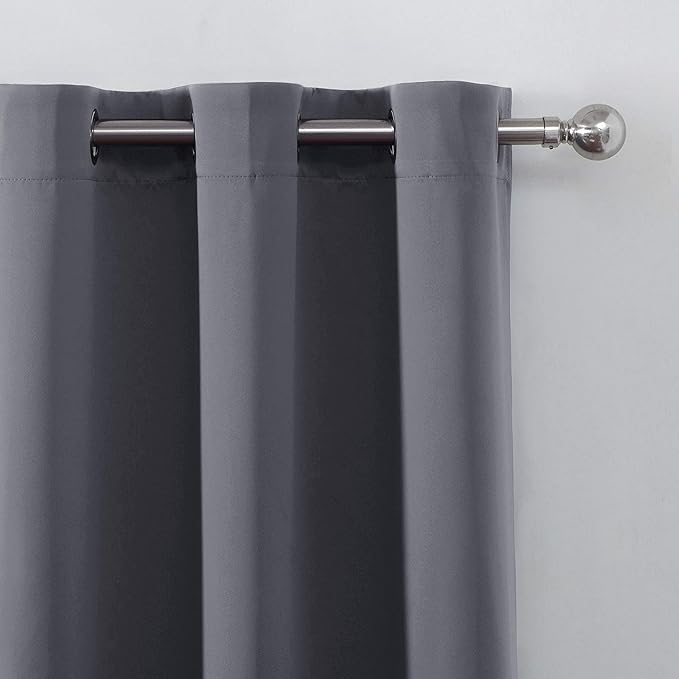 LEMOMO Blackout Curtains 42 x 95 inch/Dark Grey Curtains Set of 2