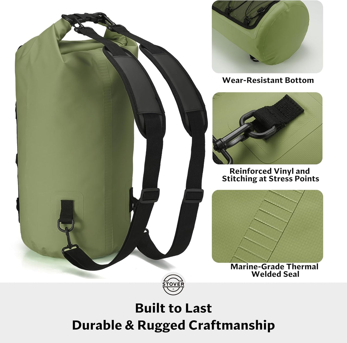 STOVER Waterproof Dry Bag | Roll-Top Backpack with Phone Case for Kayaking, Hiking & Camping - 5L to 55L