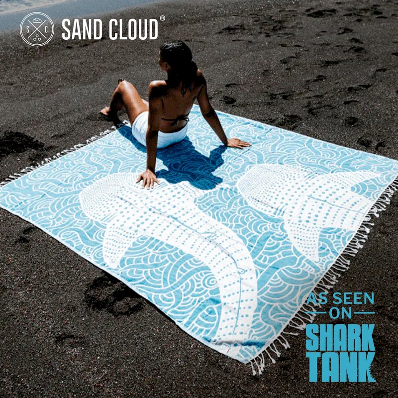 Sand Cloud Large Turkish Beach Towel - Sand Resistant - 100% Organic Turkish Cotton Yarn - Quick Dry Towel for Beach Blanket or Bath - As Seen on Shark Tank - Marine Life (Whale Shark Turquoise)