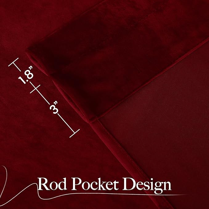 NICETOWN Red Velvet Blackout Curtains 84 inches Long 2 Panels
