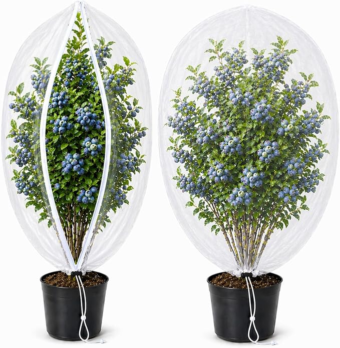 Fruit Tree Netting Cover with Zipper & Drawstring, 2 Packs 4ft x 4ft Insect Bird Barrier Netting for Garden Protection, Ultra Fine Mesh Garden Netting