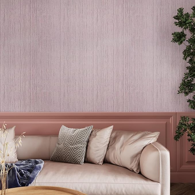 CRE8TIVE Pale Pink Grasscloth Peel and Stick Wallpaper