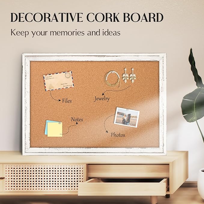Large Cork Board, Big Bulletin Board White Framed Corkboard