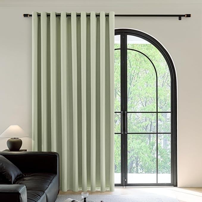 FMFUNCTEX 100% Green Blackout Patio Sliding Glass Door Curtains 84 inch Length