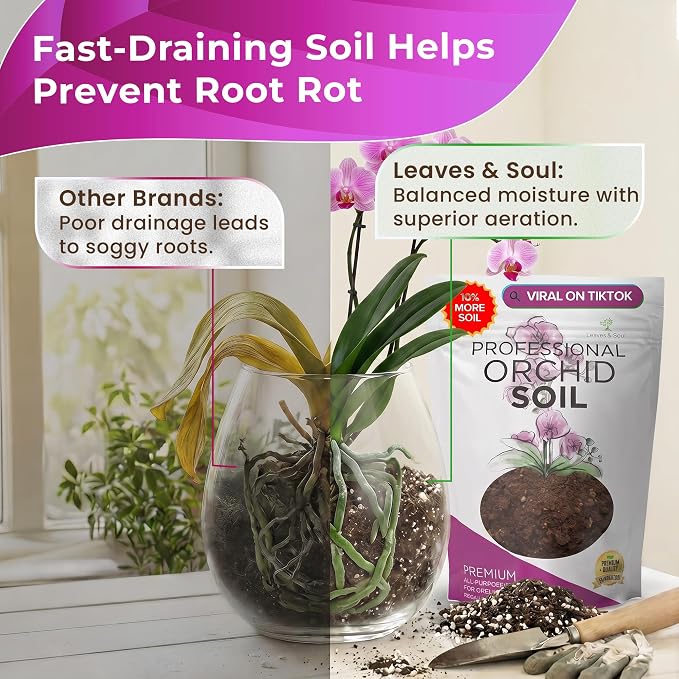 Professional Orchid Soil Mix Ready to Use Extra Large 8.2 Quarts, Premium Potting Soil for Orchids Bromeliads Epiphytic Plants, Fast Draining Blend Lava Calcined Clay Pinebark Made in USA