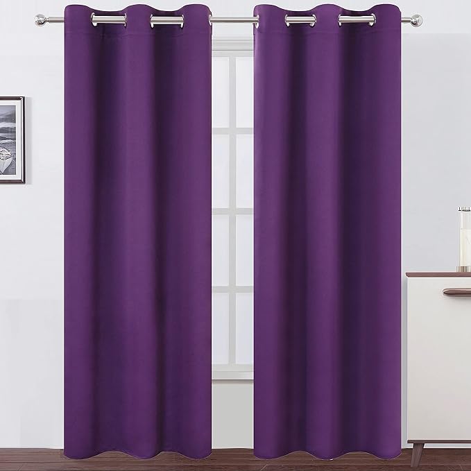 LEMOMO Purple Blackout Curtains 34 x 84 Inch Length/Set of 2 Curtain