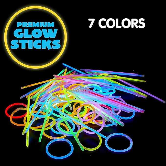 JOYIN 1000 Pcs 8" Glow sticks Bulk Party Favors Pack, Neon Glow in the Dark Party Supplies, Light Up Necklaces and Bracelets with Connectors, Christmas, Halloween, Football, Birthday Decorations