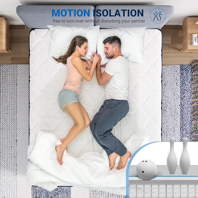 Avenco Queen Mattress, 12 Inch Queen Mattresses in a Box, Hybrid Queen Size Mattresses with Comfort Foam and Pocket Coils for Pressure Relief & Motion Isolation