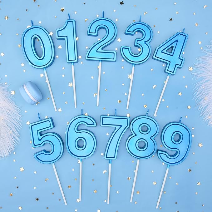 PHD CAKE 2.76 Inch Luxe Blue 7 Number Birthday Candles, Blue Number Candles, Cake Number Candles, Party Celebration