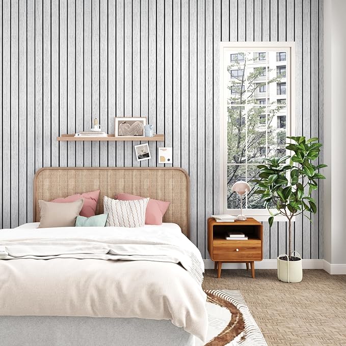 White Grey Wood Panels for Wall Slat Panel Self Adhesive Wood Slat 3D Wall