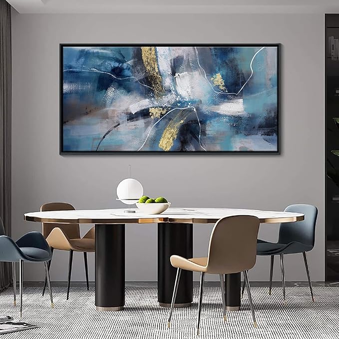 DUNHUANG ART Nordic Luxury Gold Abstract Canvas Wall Art for Living Room - Modern Decor for Home & Office - Framed Prints Painting Ready to Hang 20"x40"