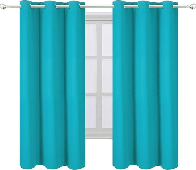 LEMOMO Teal/Turquoise Blackout Curtains/42 x 63 Inch Length Kids Curtains/Set