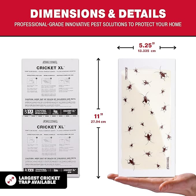 Catchmaster Cricket XL Giant Glue Boards 6-Pk, Adhesive Bug Catcher Cricket Traps Indoor, Sticky Trap for Inside Your Home, Bulk Insect Killer, Insect Traps for House & Garage, Pest Control for Home