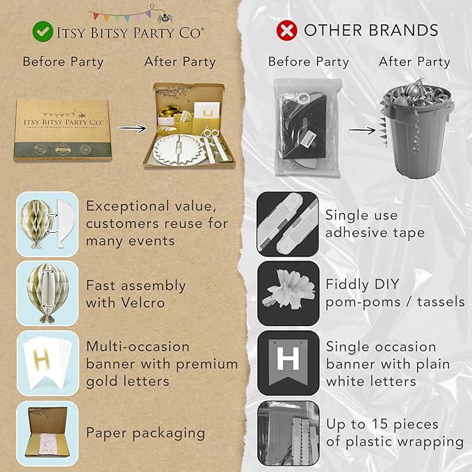 Premium Reusable New Years Decorations 2026 - Multi-occasion Happy New Year Banner also spells Happy Birthday, Fast Assembly with Velcro - NY Eve 2026 Party Supplies / White and Gold Party Decorations