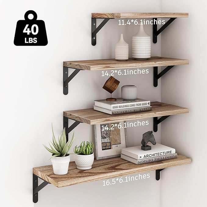 YGEOMER Floating Shelves for Wall Different Sizes Farmhouse Wall Shelf for