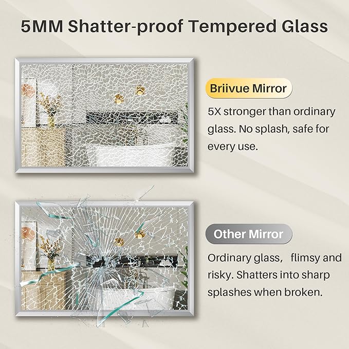 24x36 Inch Brushed Silver Bathroom Mirror