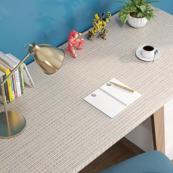 FunStick Beige Weave Grasscloth Peel and Stick Wallpaper Textured Wallpaper