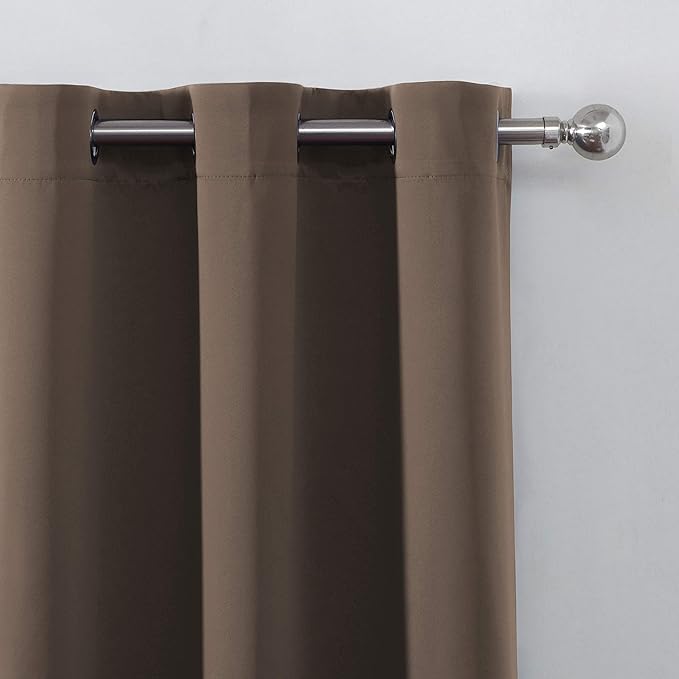 LEMOMO Chocolate Brown Thermal Blackout Curtains/42 x 72 Inch/Set of 2 Panels