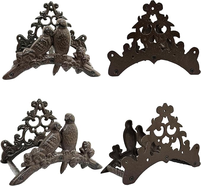 Garden Hose Holder Cast Iron Heavy Duty Water Hose Hanger, Outside Wall Mount, Solid Metal Decorative Rack/Organizer/Stand, Easy to Install, Hold Up to 50/75/100 ft (Hose holder - 2 Birds)