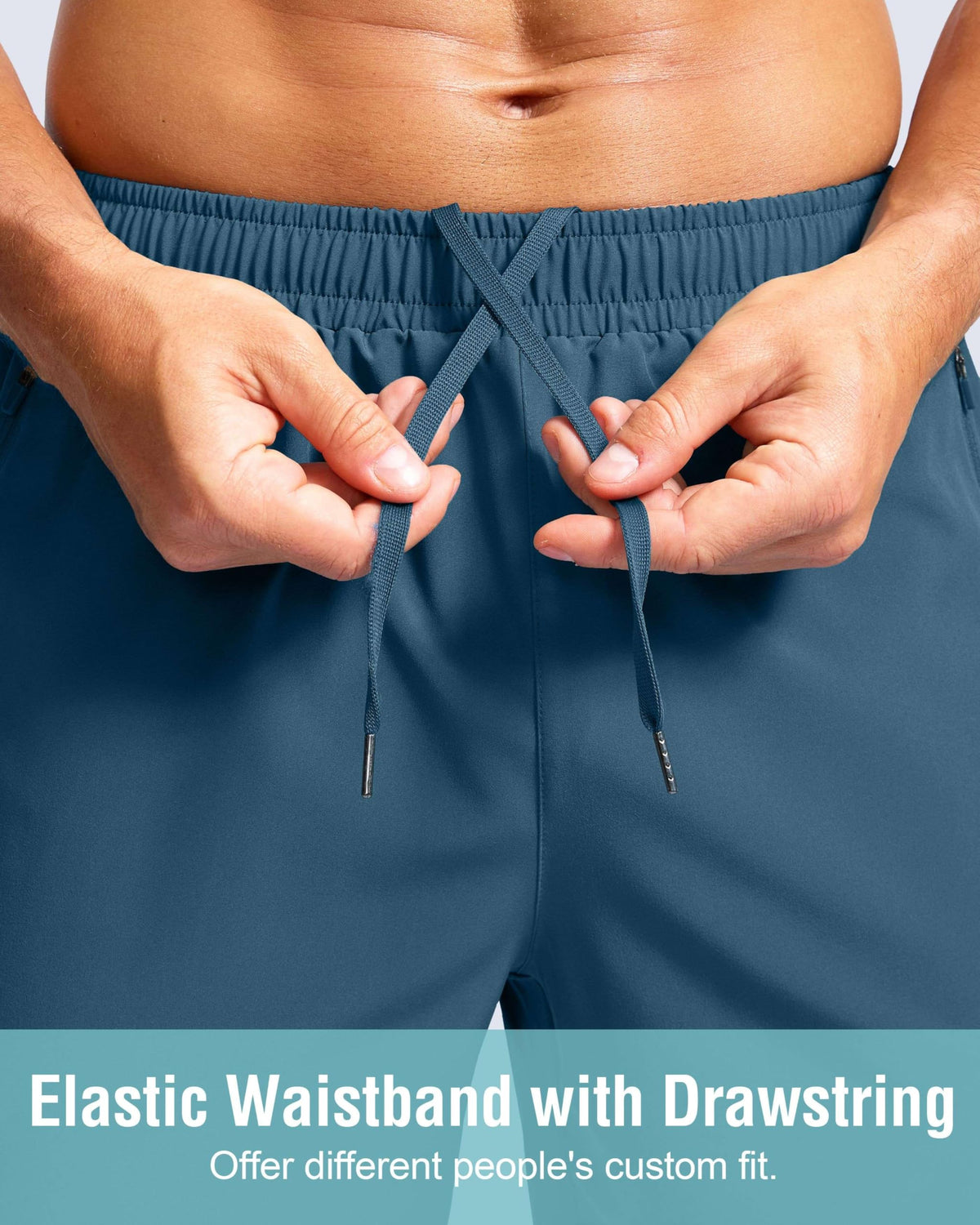 G Gradual Men's Athletic Running Shorts with Zipper Pockets Quick Dry 7"/ 5"/ 9" Workout Gym Shorts for Basketball Hiking(Dusty Blue,7L)