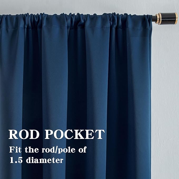 IGEMAEVE Blackout Curtains 96 Inch Length 2 Panels Set, Rod Pocket Energy