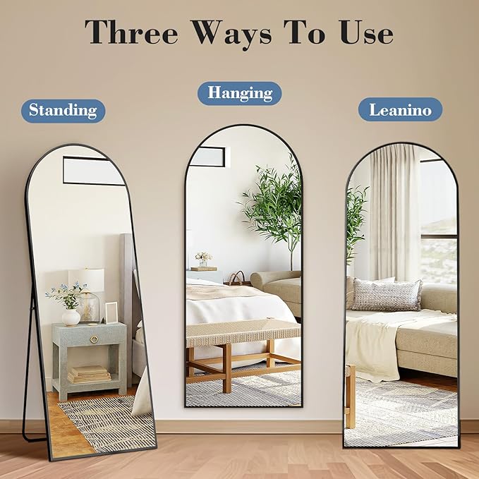DUMOS Arched Full Length Floor Mirror, Modern Wall Hanging Leaning