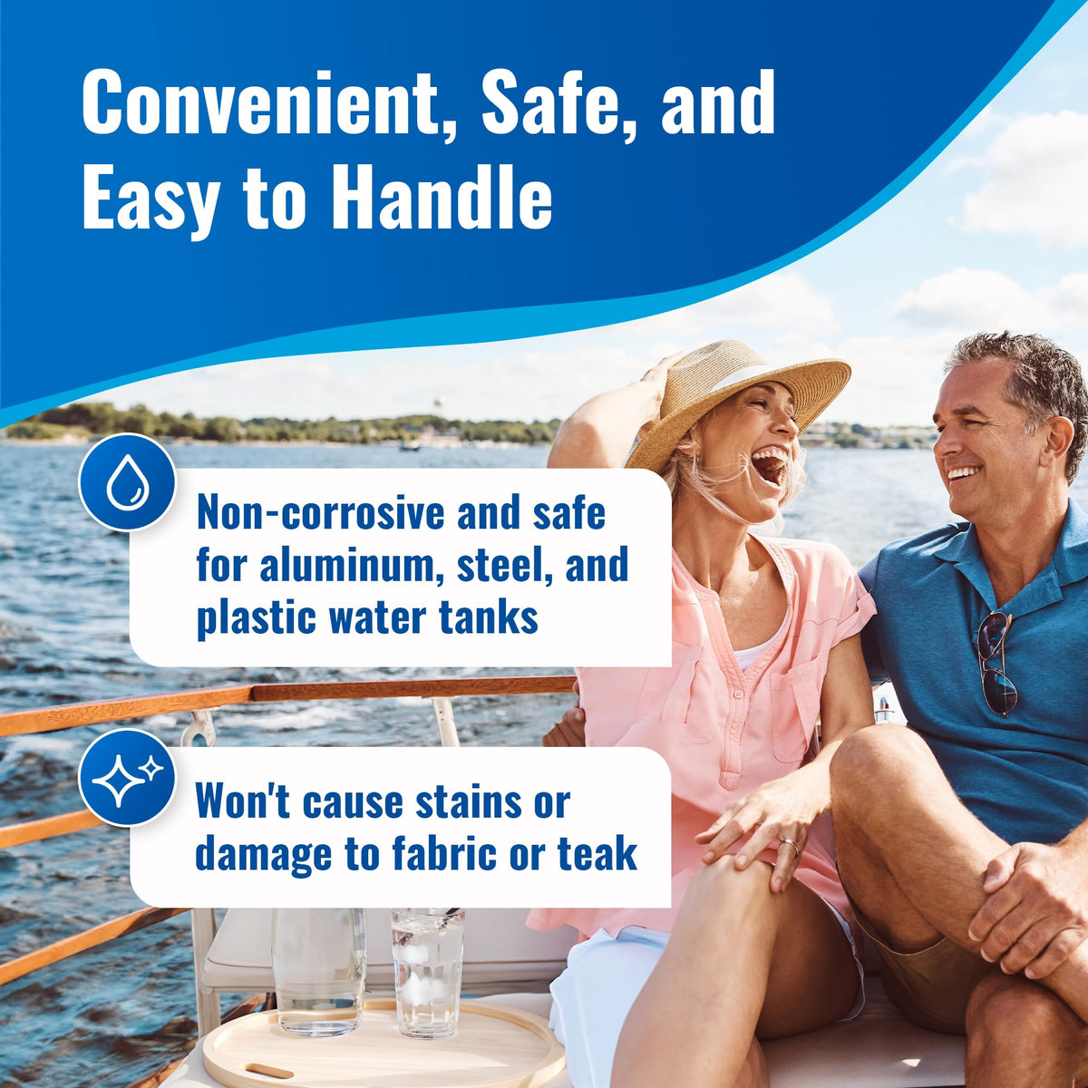 Aquatabs Water Purification Tablets for Drinking - 100 Tablets + 2 Chlorine Test Strips - Water Purifier Starter Kit - for Boat and RV Tanks - by Aquamarine Water Solutions