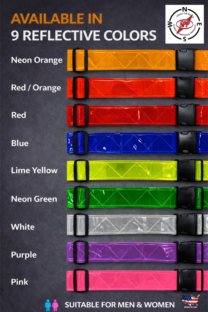 Stuart Promotional Products Purple Reflective Running Belt for High Visibility Safety - Adjustable Reflective Belt for Running, Walking, Cycling, Military & PT Gear