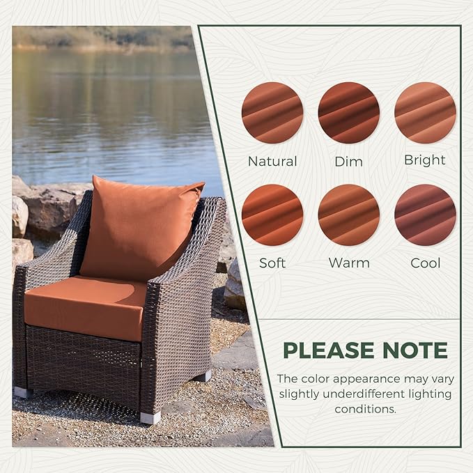 Outdoor Cushions for Patio Furniture, Outdoor Seat Cushion Set 24 x 24 x 5.75 Inch, Waterproof & Fade Resistant Outdoor Chair Cushions, Deep Patio Chair Cushion with Removable Cover, Spice