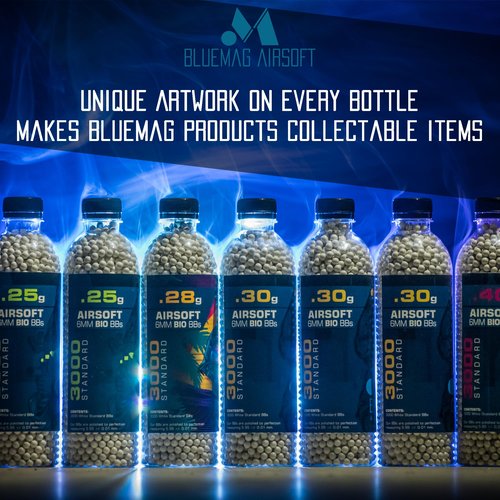BlueMag Airsoft Competition Grade (Non-Bio) 6mm Airsoft BBS .25g 5000ct - Seamless Finish - Polished to Perfection - for All 6mm Airsoft Guns - Indoor Use Only